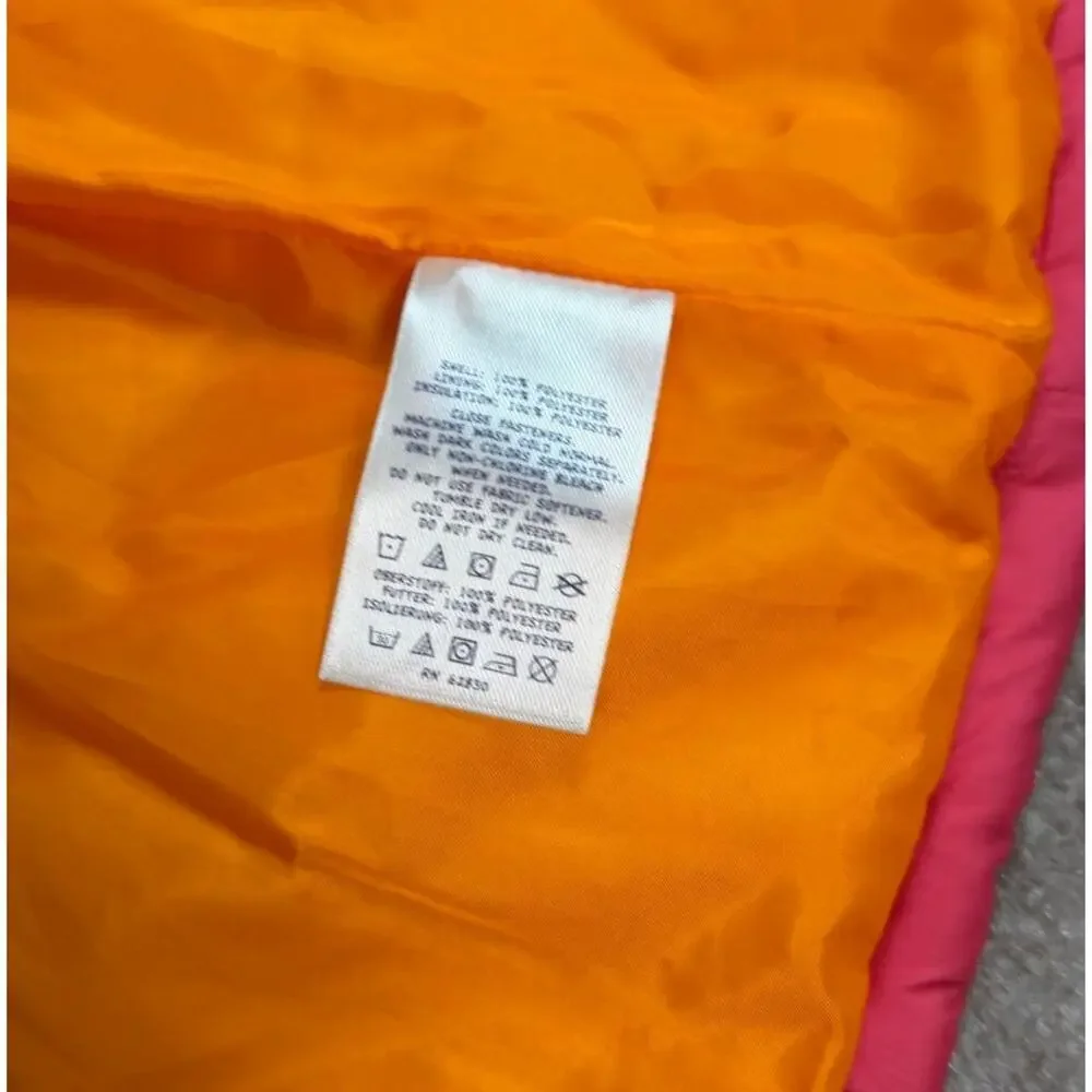 Land's End Kids Pink and Orange Zip Up Puffer Vest - Kids Medium (10-12)